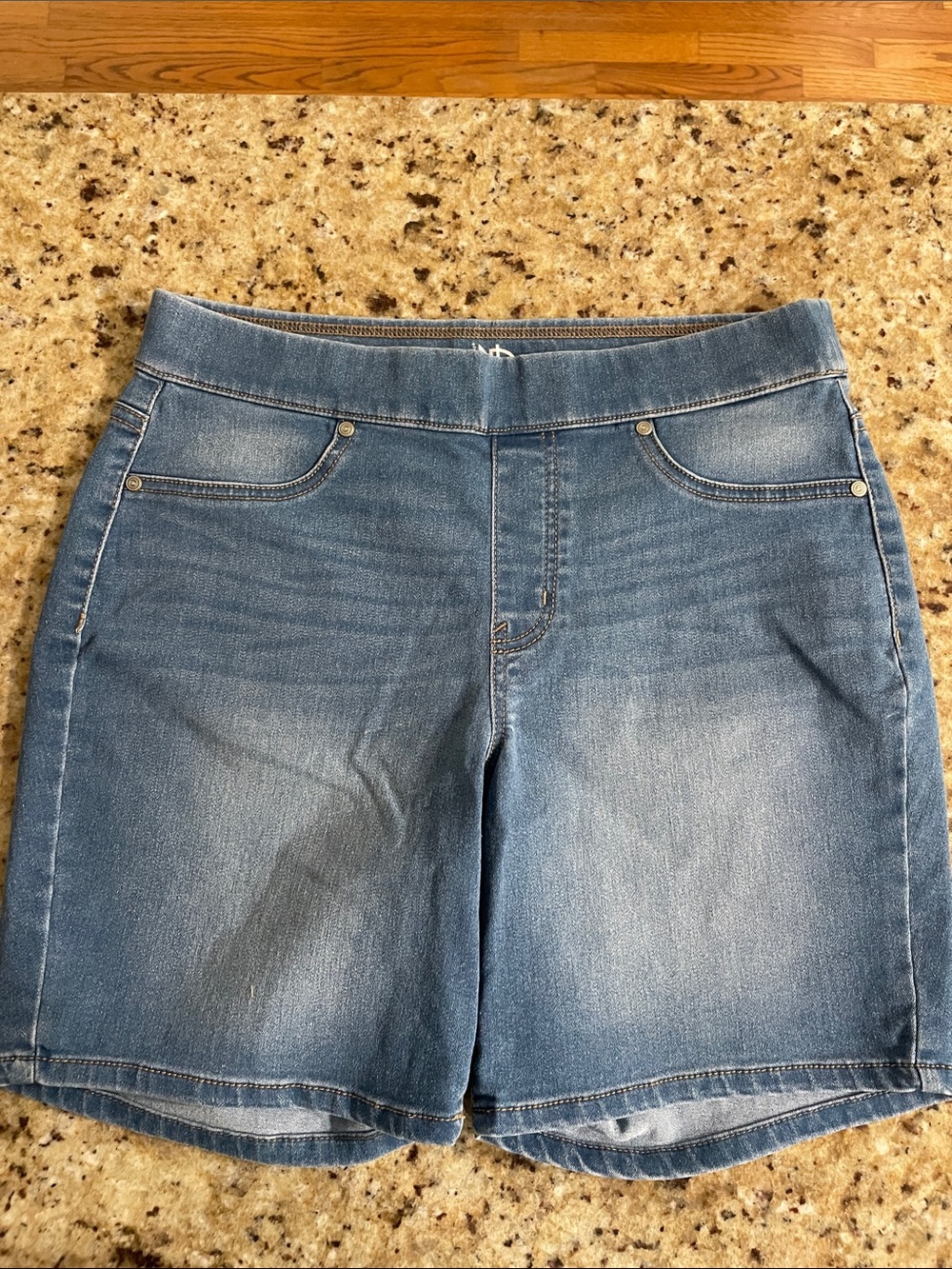 new directions Women's Denim Bermuda Shorts - Light Blue